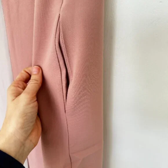 Runway Bandits NWT Dress Rose Taupe Color Block Side Belt Sleeveless Midi Large - Picture 8 of 10